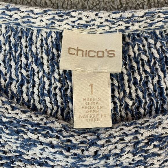 Chicos Sweater Space Dye Jewel Knit Stripe Metallic Thread Size Medium - Picture 4 of 8